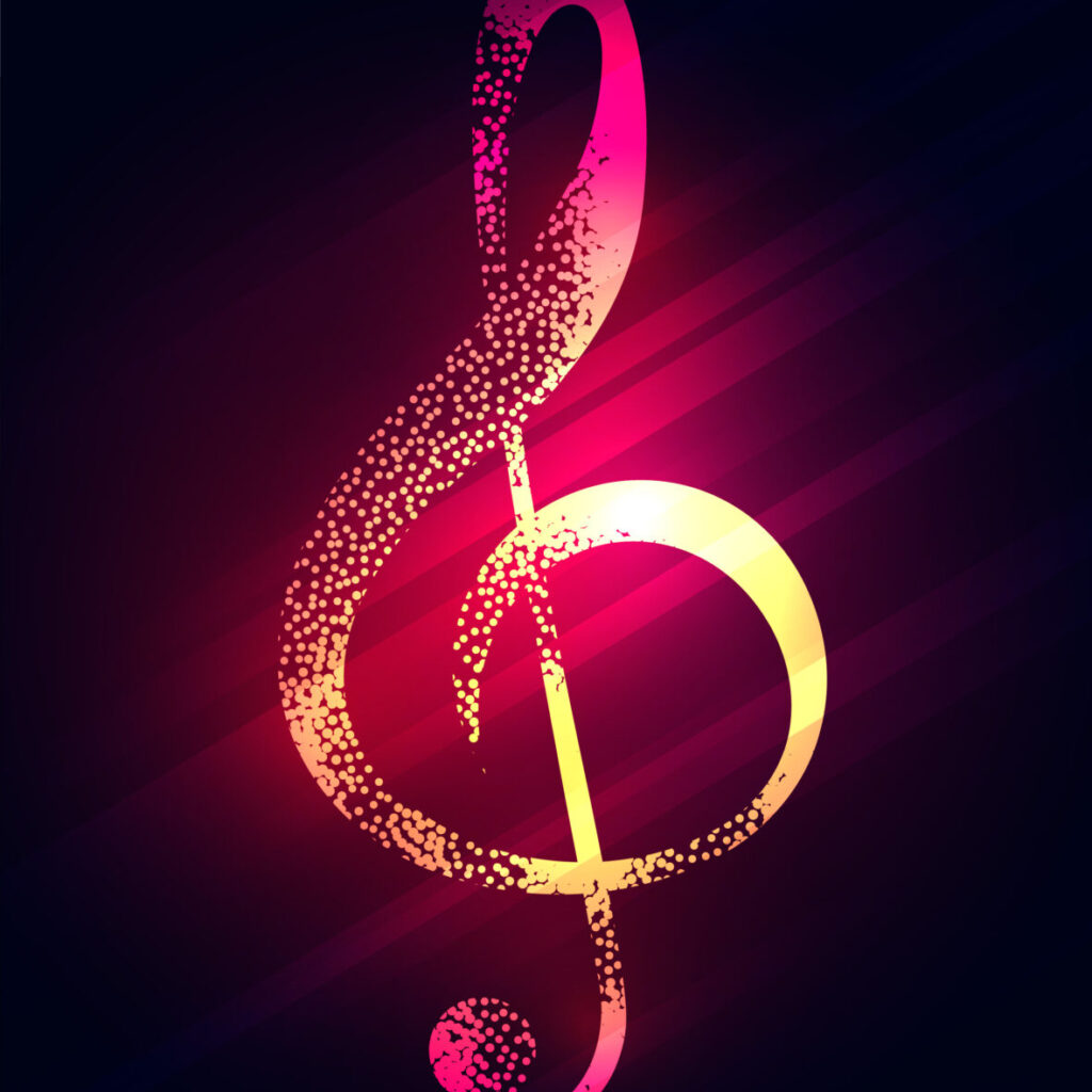 glowing shiny musical notes background design